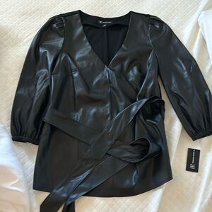 NWT INC International Concept faux leather top